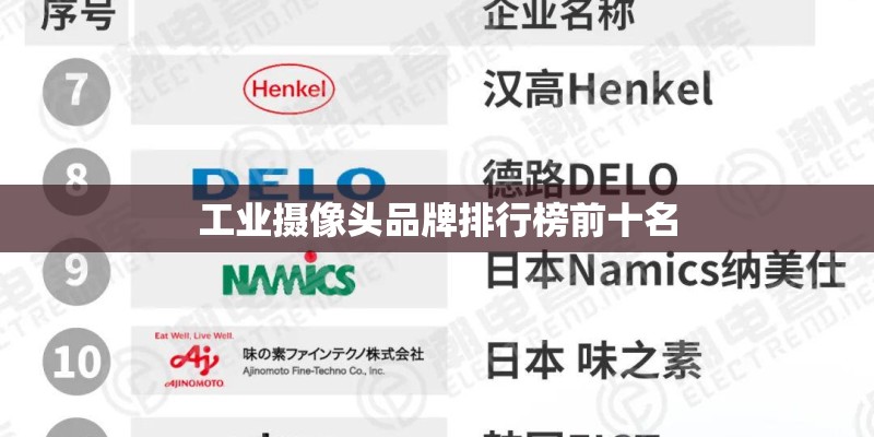 工业摄像头品牌排行榜前十名
