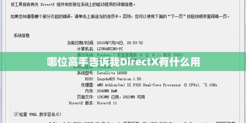 哪位高手告诉我DirectX有什么用