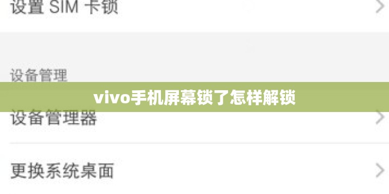 vivo手机屏幕锁了怎样解锁